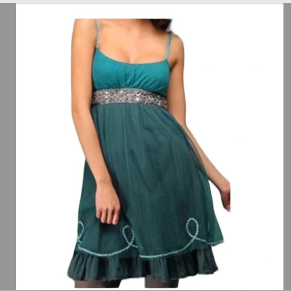 Free People Teal Green eweled Princess Viole Dress Embellished